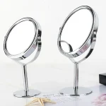 Miroir de maquillage de bureau/miroir grossissant rond en métal 1:2, miroir rotatif en métal de haute qualité