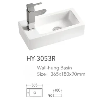 Lavabo mural rectangulaire compact céramique blanche brillante bords…
