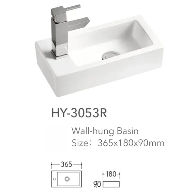 Lavabo mural rectangulaire compact céramique blanche…