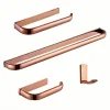 Pendentif matériel de salle de bain, kit porte-serviettes mural, kit de salle de bain 4 pièces en acier inoxydable de haute qualité – Or rose