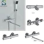 Robinet thermostatique chromé pour salle de bain, mélangeur d&rsquo;eau chaude et froide, robinet de baignoire, robinet de douche de remplacement