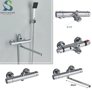Robinet thermostatique chromé pour salle de bain