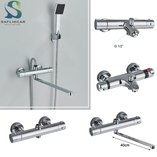 Robinet thermostatique chromé pour salle de bain