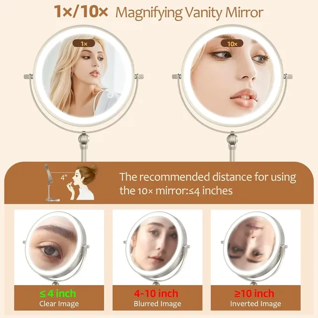 Miroir de maquillage de 9 pouces avec lumière LED – vue 5