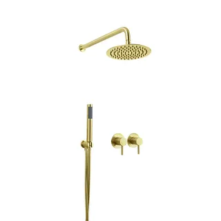 Ensemble douche encastré mural acierinoxydable finition dorée brossée…