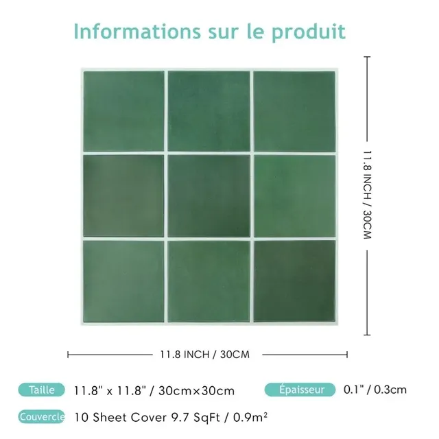 Panneaux muraux carrés en PVC à décoller et à coller – vue 3