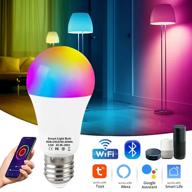 Tuya WiFi lampe intelligente E27 RGB LED ampoule 12W 15W…