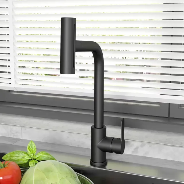 Robinet d'évier de cuisine extractible noir – vue 2