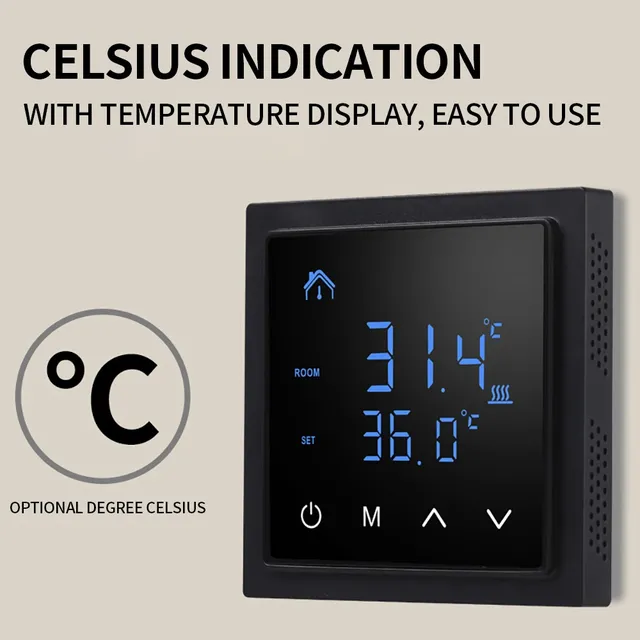 Thermostat intelligent LCD tactile 16A – vue 3