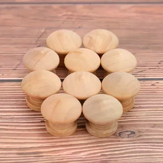 Lot dix boutons meuble bois naturel nonverni rond bombé champignon…
