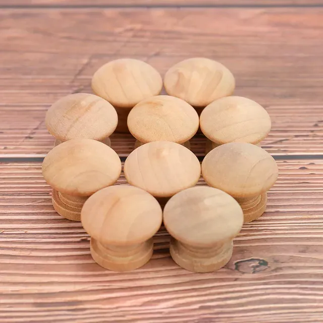 Lot dix boutons meuble bois naturel nonverni rond bombé…