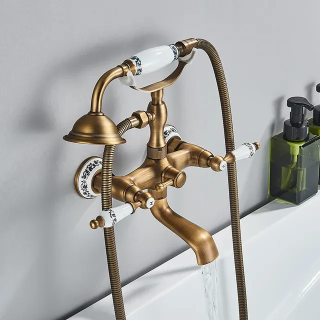 Robinet de douche en laiton antique pour baignoire – vue 2