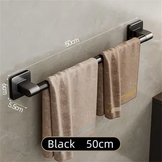 Porte serviette mural noir mat acier inoxydable 50cm barre cylindrique…