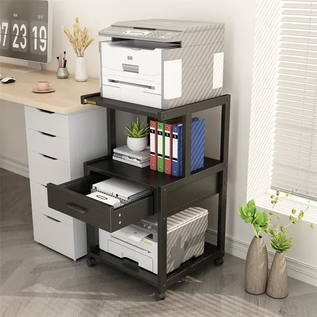 Meuble support imprimante trois niveaux roulettes tiroir… – vue 2