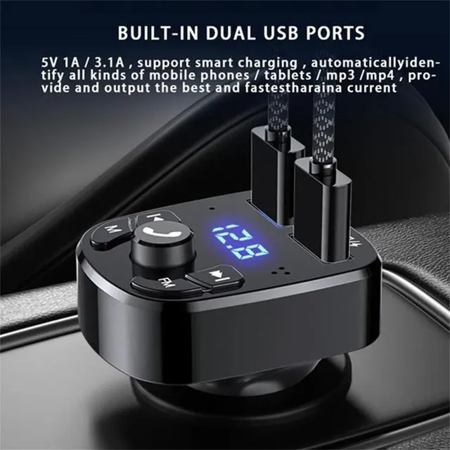 Chargeur de voiture transmetteur FM Bluetooth Audio… – vue 2