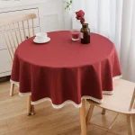 Nappe de Table ronde bordeaux, imperméable, anti-déversement, couleur unie, douce, sans plis, pour cuisine, fête, décoration de mariage
