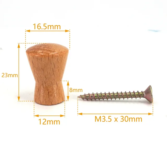 Mini bouton bois hêtre verni forme champignon surface… – vue 3