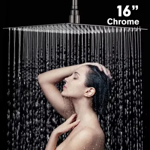Pommeau de douche Ultra-fin en acier inoxydable, haute pression, monté au plafond, grand panneau chromé, douche à superchararge à grand débit, 8/10/12 pouces