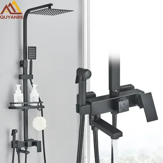 Robinet de douche chromé noir à 3/4 voies