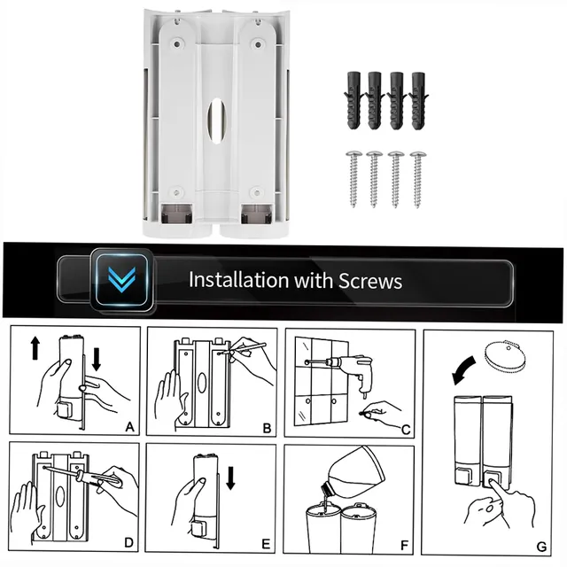 Distributeur mural double savon shampooing rechargeable… – vue 6