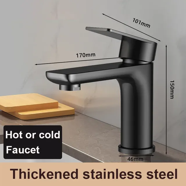 Robinet de lavabo noir en acier inoxydable épais – vue 2