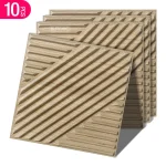 Panneaux muraux texturés en faux bois, 30x30cm, rainure 3D, pour décoration murale intérieure, bandes murales décoratives en chêne, autocollant mural 3D, 10 pièces