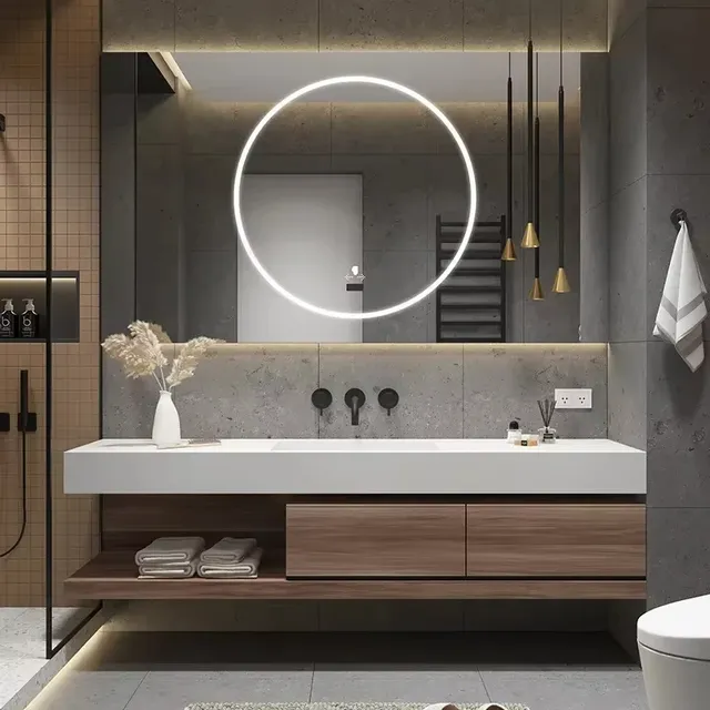 Armoire vanité chêne patiné lavabo intégré vasque… – vue 2