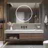 Armoire vanité chêne patiné lavabo intégré vasque… – vue 2