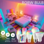 Ampoule LED intelligente RGB GU10 E27 E14 B22, lumière rouge bleu jaune avec télécommande infrarouge, projecteur de couleur à intensité variable pour fête de vacances à la maison