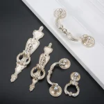 Poignées de meuble antiques en argent et or, tirettes de porte pour placard de cuisine, quincaillerie rétro, décoration de la maison avec vis
