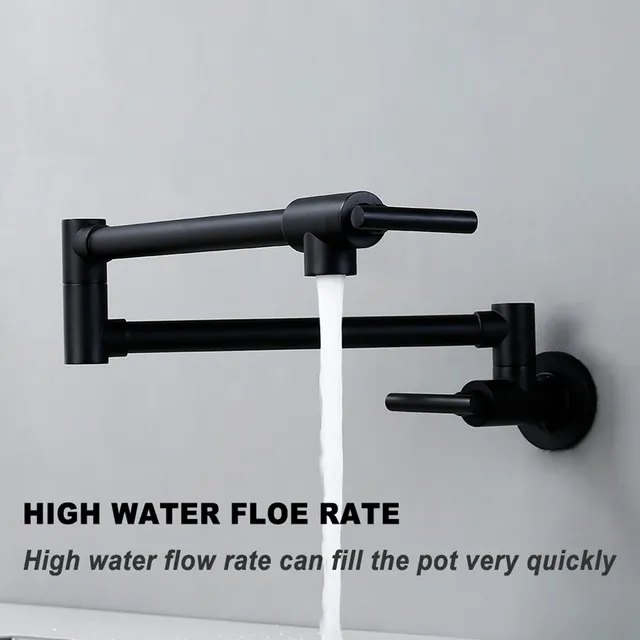Robinet de Cuisine Pliable en Laiton Massif Noir à… – vue 4