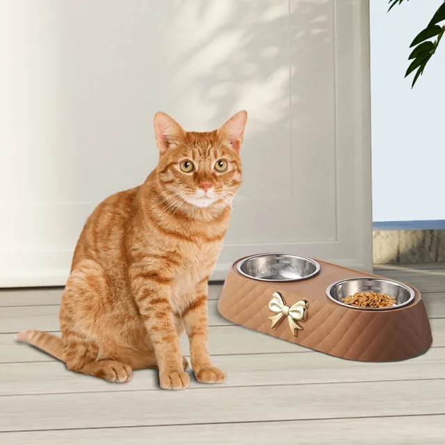 Bols doubles en acier inoxydable pour chien et chat – vue 4