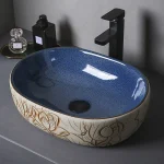 Évier en céramique à motif floral, évier de table au-dessus du comptoir, ark nar, seau, bassin d&rsquo;art, bol de balcon