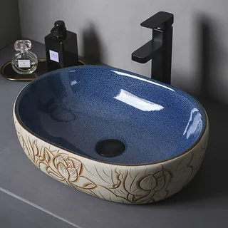 Évier en céramique à motif floral