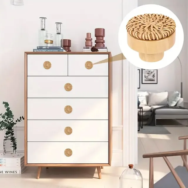 Lèvent en bois de commode en rotin Boho – vue 5