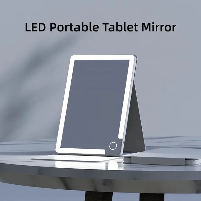Miroir de maquillage plat portable LED avec trois…