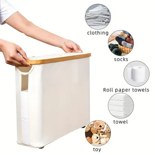Porte-papier hygiénique pliable de grande capacité blanc et gris 1…