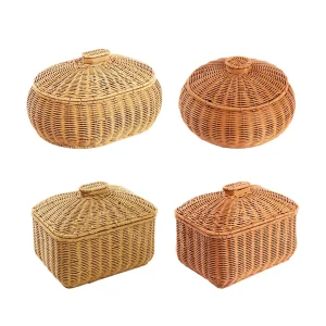 Mir tissé à la main avec couvercle pour la décoration de la maison, panier de rangement des aliments, étagère de salon, chambre à coucher, cuisine Mir tissé à la main avec couvercle pour la décoration de la maison, panier de rangement des aliments, étagère de salon, chambre à coucher, cuisine