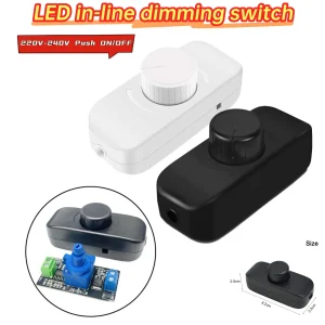 Variateur LED 220V-240V, interrupteur de gradation rotatif en ligne, marche/arrêt, pour lampes de Table LED à intensité variable et luminaires à incandescence