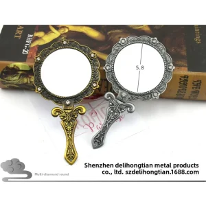 Miroir de maquillage à poignée, miroir à main pliant avec style antique, miroir à main en cuivre bleu et rouge DIY Miroir de maquillage à poignée, miroir à main pliant avec style antique, miroir à main en cuivre bleu et rouge DIY