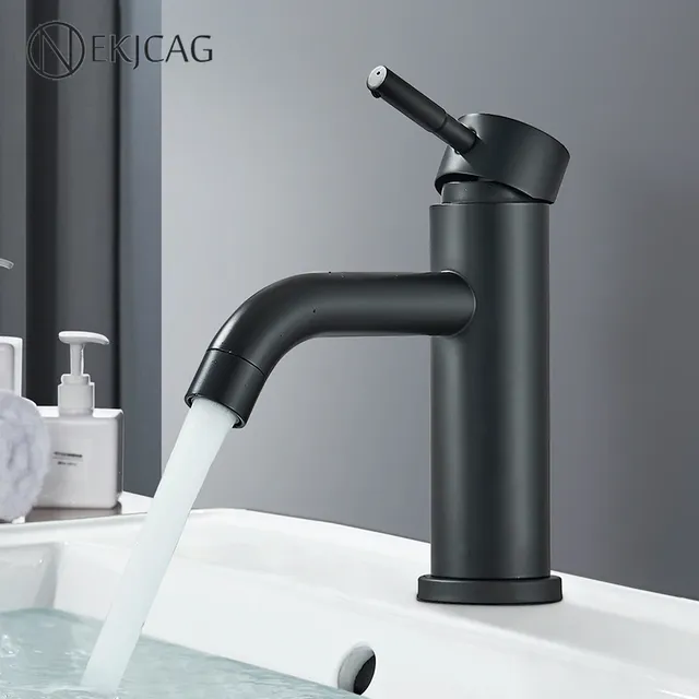 Robinet de lavabo de salle de bains noir mat – vue 2