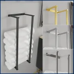 Porte-serviettes mural de 73cm, pour salle de bains, porte-serviettes à Double tige, grande capacité, organisateur de rangement pour serviettes, gain de place