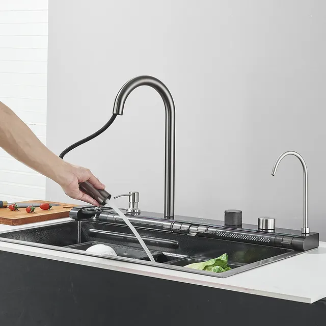Évier de cuisine cascade gris odor – vue 6