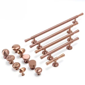Petite poignée de porte d&rsquo;armoire en or Rose/argent, poignées de cuisine en cuivre pur, bouton nordique de luxe léger, poignée de meuble