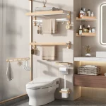 HOtowel Bar-Étagère d&rsquo;angle de rangement de toilette, accessoires de salle de bain, porte-serviettes, No BE Ching