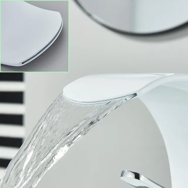 Robinet de lavabo cascade chromé blanc – vue 4