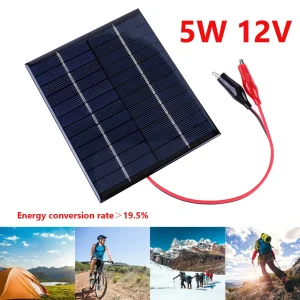Panneau solaire en polysilicium portable, chargeur solaire bricolage extérieur, technologie de petite cellule, charge de batterie 9-12V, 5W, 12V, 1136x110mm
