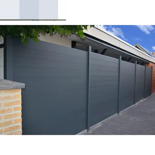 Panneau clôture aluminium thermolaqué anthracite lames… – vue 2