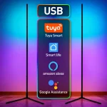 Lampadaire intelligent LED USB RGBIC, application Tuya et télécommande, couleurs et effets réglables, lumière sur pied atmosphérique pour la maison