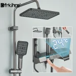 Ensemble de douche numérique en laiton intelligent, robinet de cascade chaud et froid, système de pluie blanc, luxe, gris, HOF/05